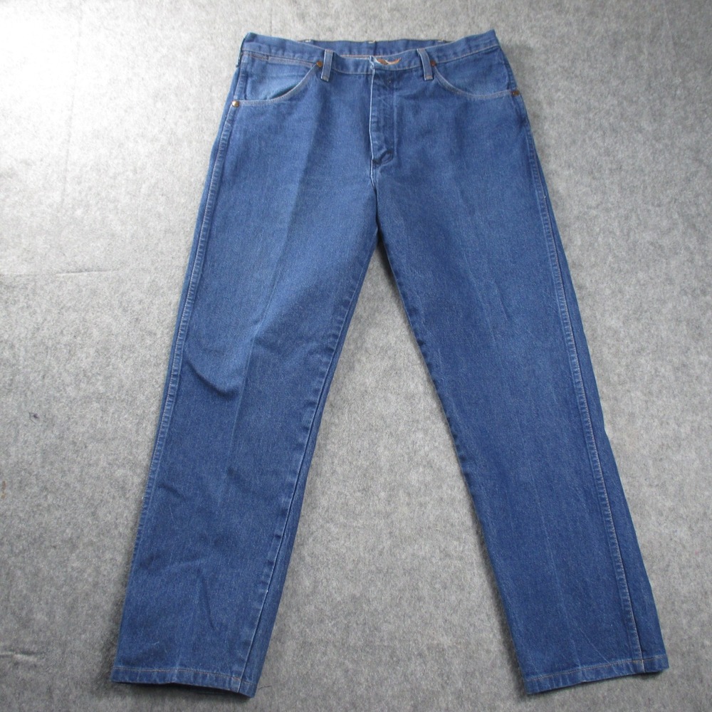 Wrangler Cowboy Jeans Mens 35x29 Cut Blue Straight Leg Denim High Rise Vintage